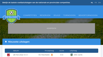 Screenshot of the Voetbalmarkt website